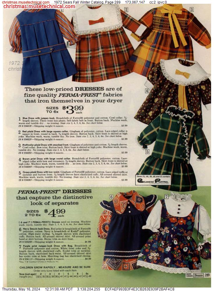 1972 Sears Fall Winter Catalog, Page 289