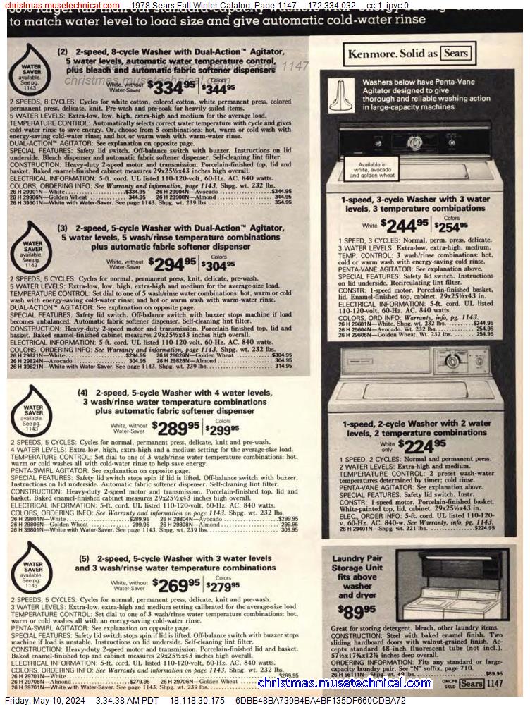 1978 Sears Fall Winter Catalog, Page 1147