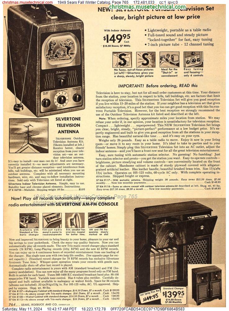 1949 Sears Fall Winter Catalog, Page 765