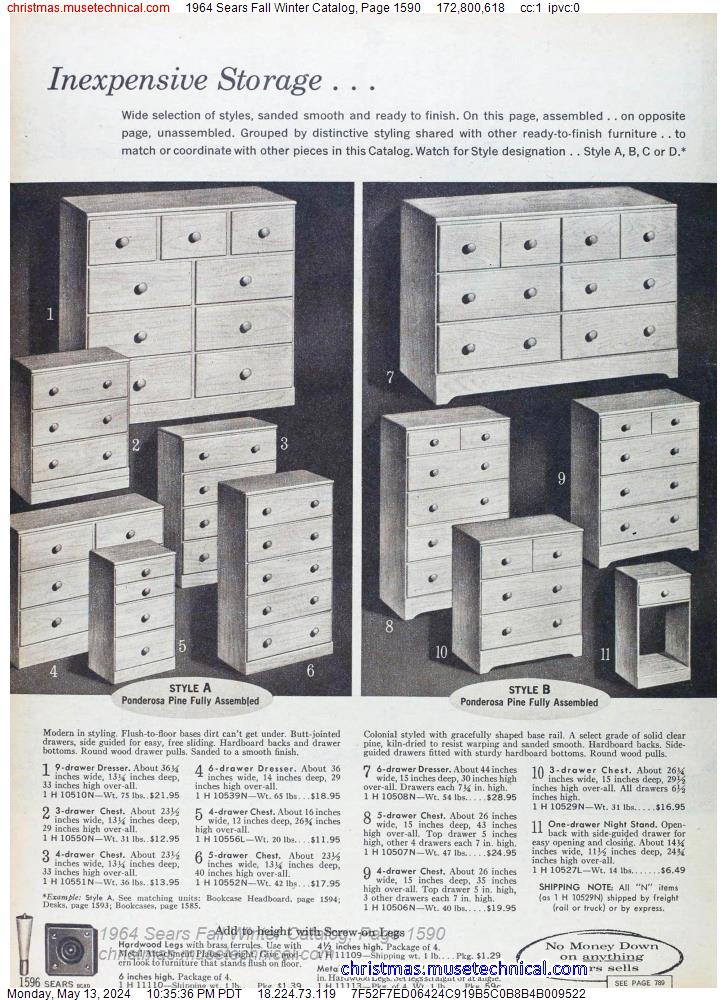 1964 Sears Fall Winter Catalog, Page 1590