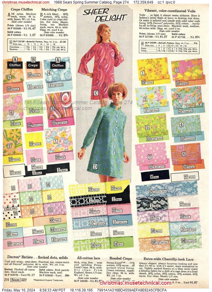 1968 Sears Spring Summer Catalog, Page 274