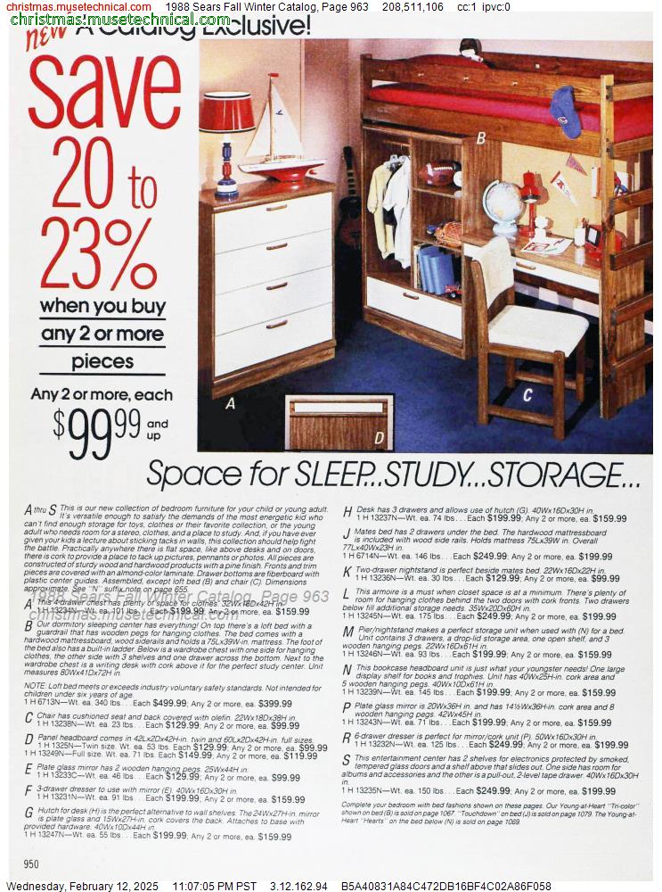 1988 Sears Fall Winter Catalog, Page 963