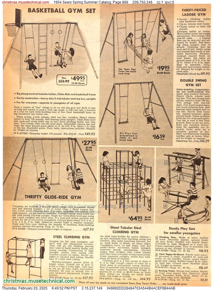 1954 Sears Spring Summer Catalog, Page 889