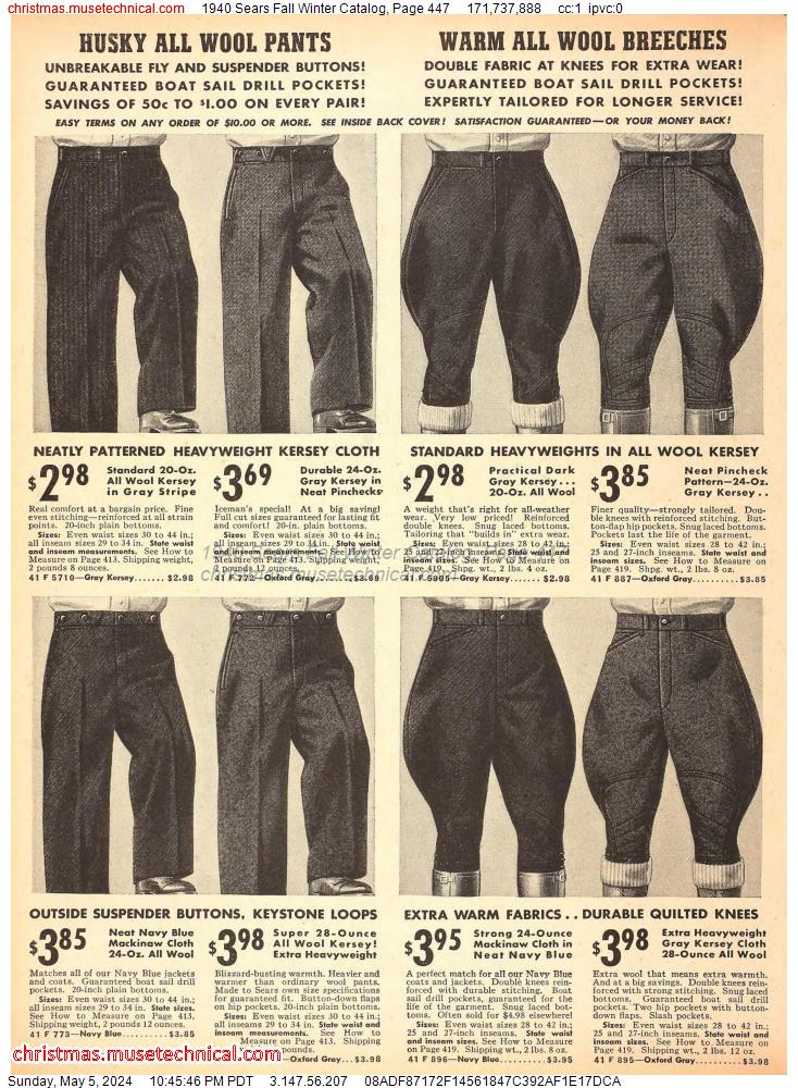 1940 Sears Fall Winter Catalog, Page 447