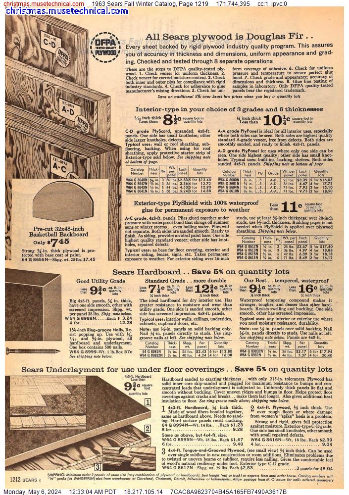 1963 Sears Fall Winter Catalog, Page 1219