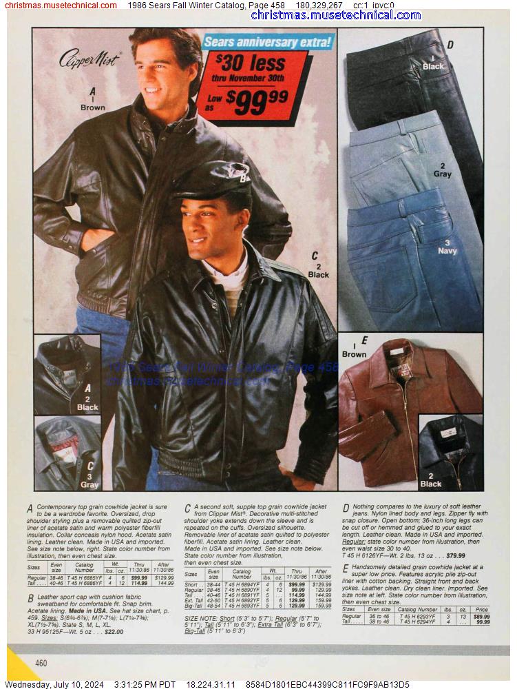 1986 Sears Fall Winter Catalog, Page 458