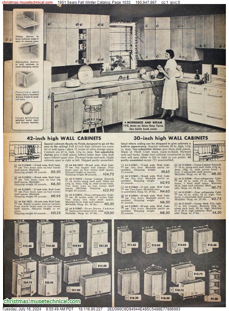 1951 Sears Fall Winter Catalog, Page 1032