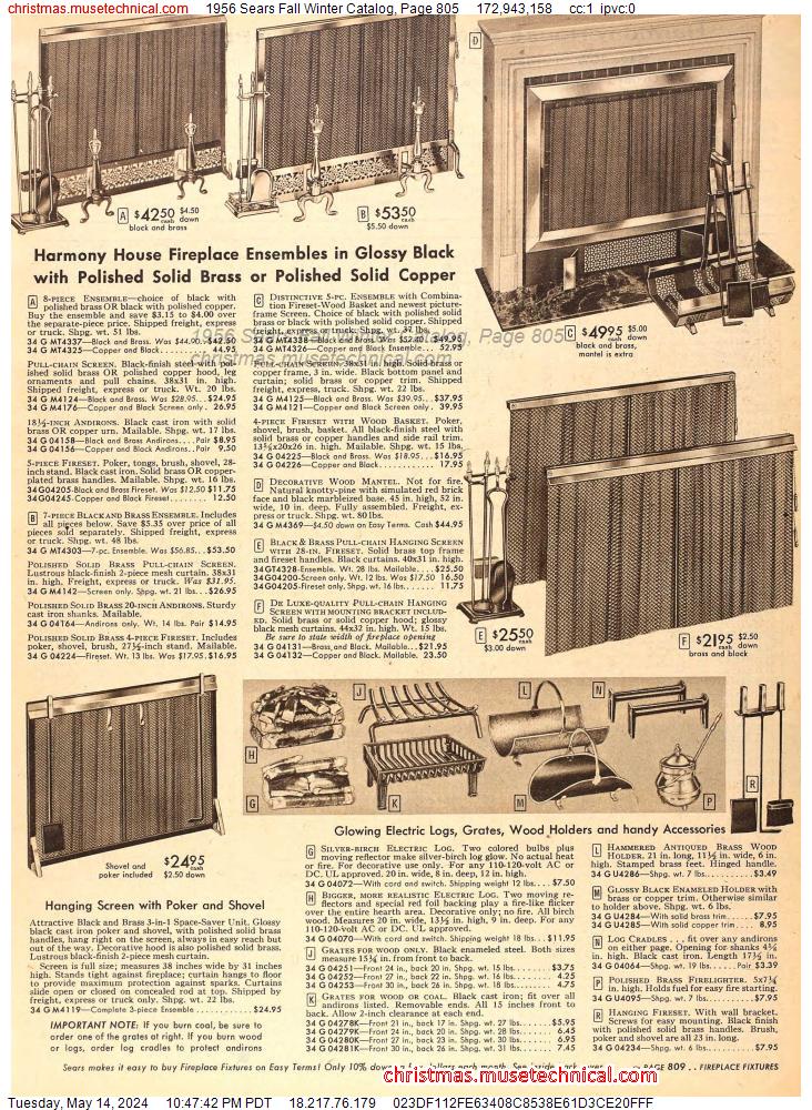1956 Sears Fall Winter Catalog, Page 805