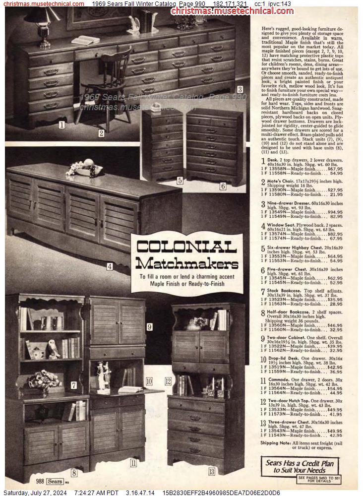 1969 Sears Fall Winter Catalog, Page 990