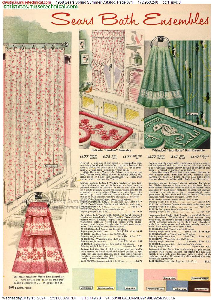 1958 Sears Spring Summer Catalog, Page 671