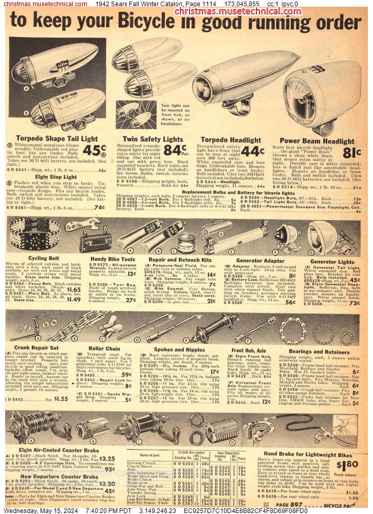 1942 Sears Fall Winter Catalog, Page 1114