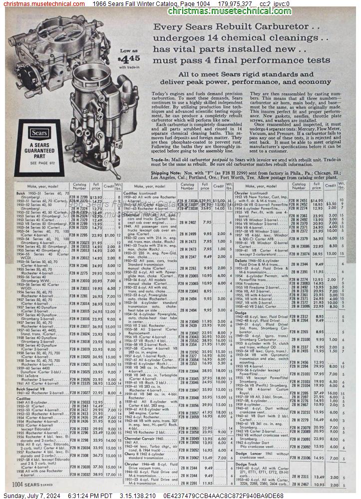 1966 Sears Fall Winter Catalog, Page 1004