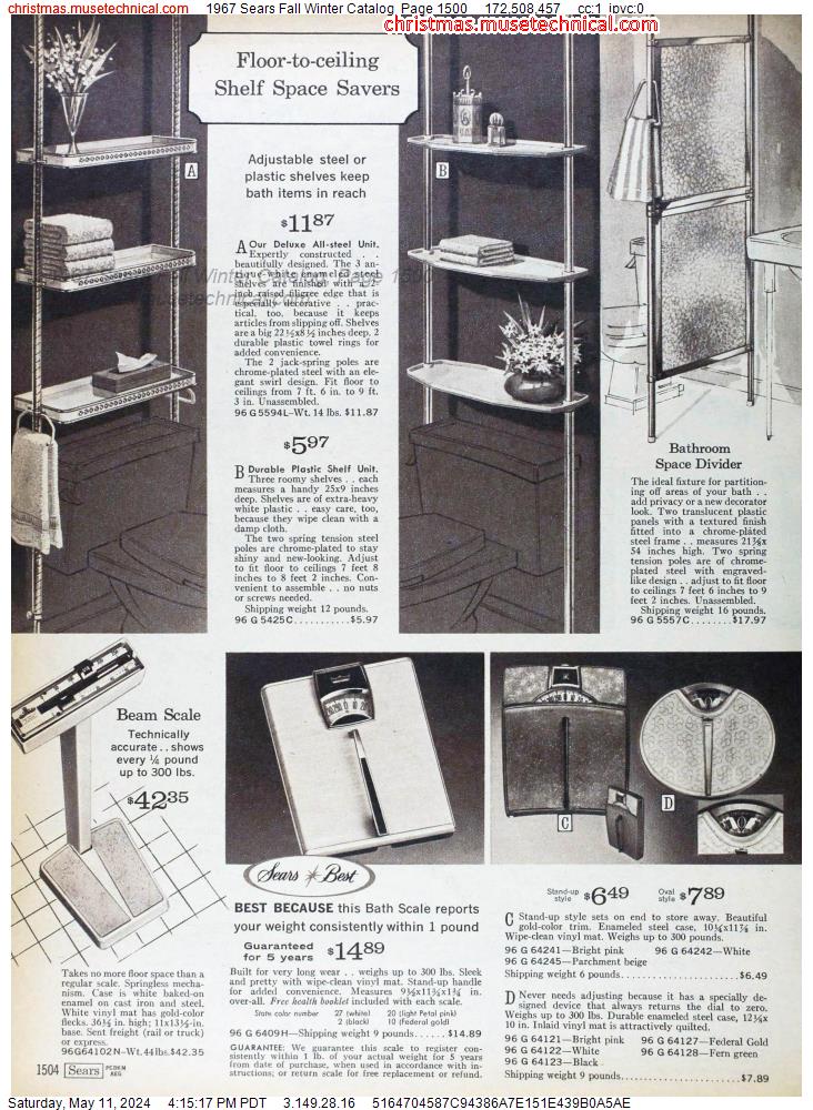 1967 Sears Fall Winter Catalog, Page 1500