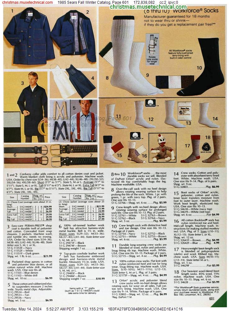 1985 Sears Fall Winter Catalog, Page 601
