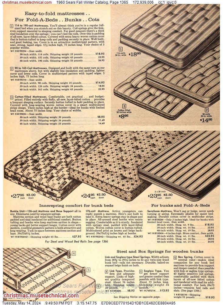 1960 Sears Fall Winter Catalog, Page 1365