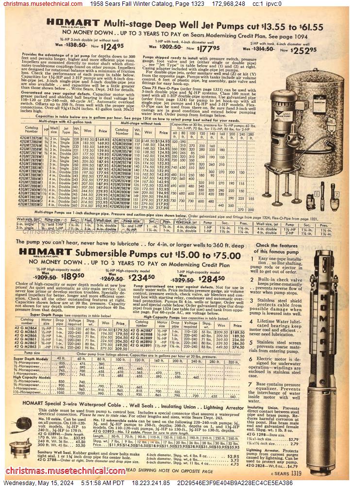 1958 Sears Fall Winter Catalog, Page 1323