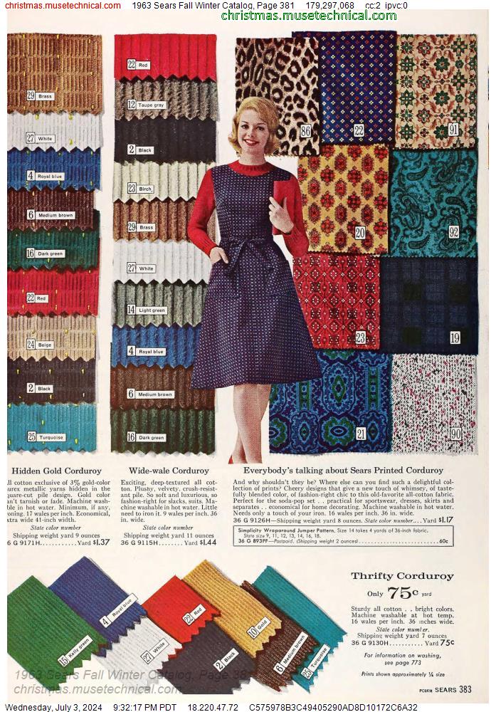 1963 Sears Fall Winter Catalog, Page 381