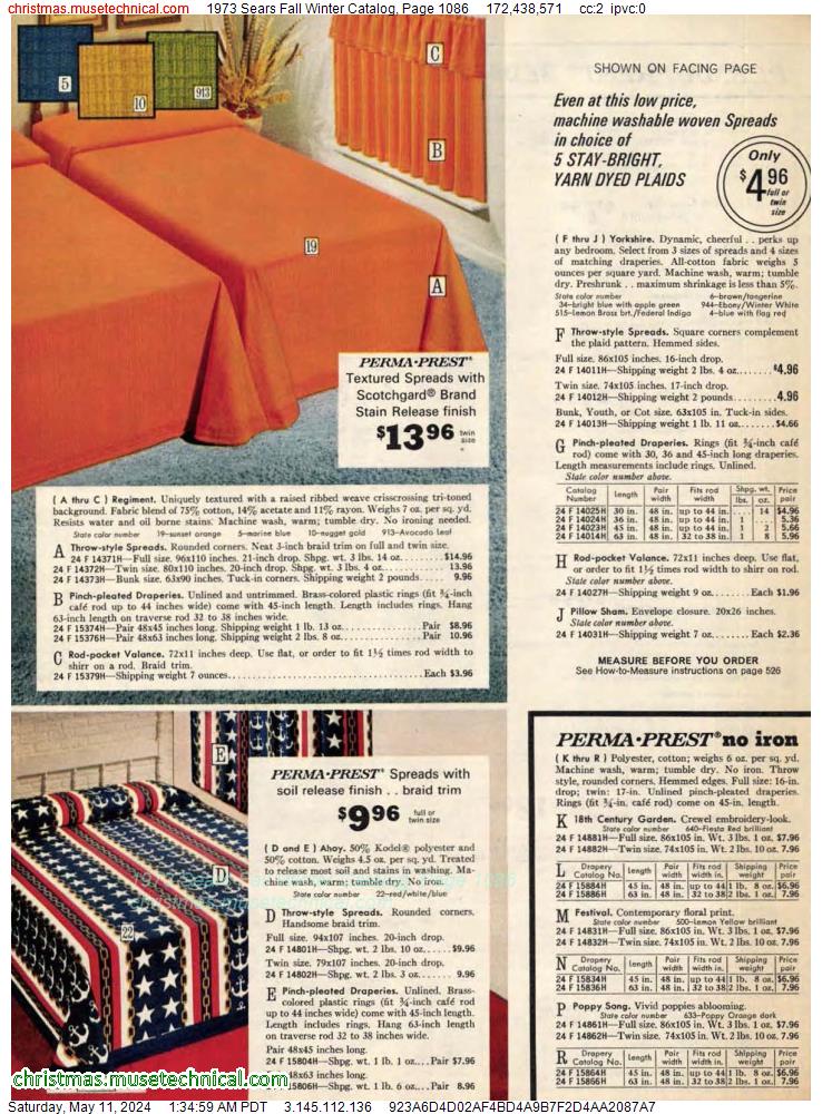 1973 Sears Fall Winter Catalog, Page 1086