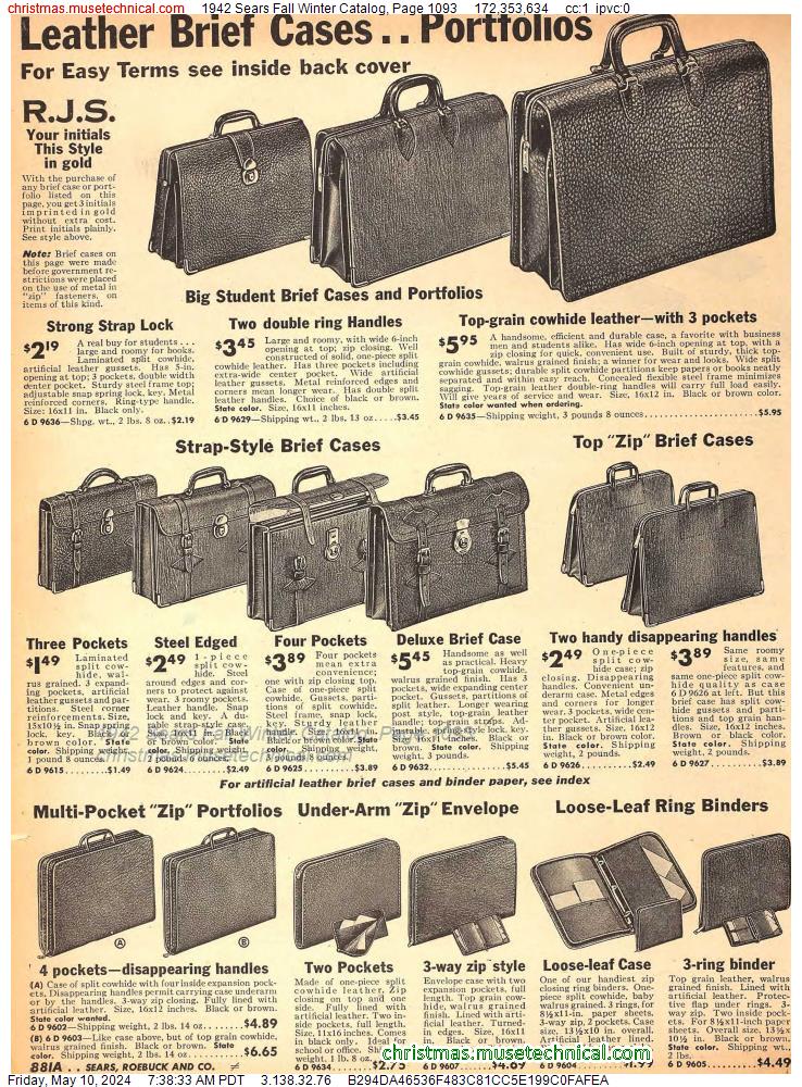 1942 Sears Fall Winter Catalog, Page 1093