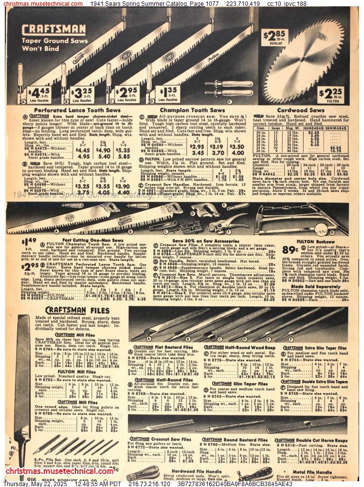 1941 Sears Spring Summer Catalog, Page 1077
