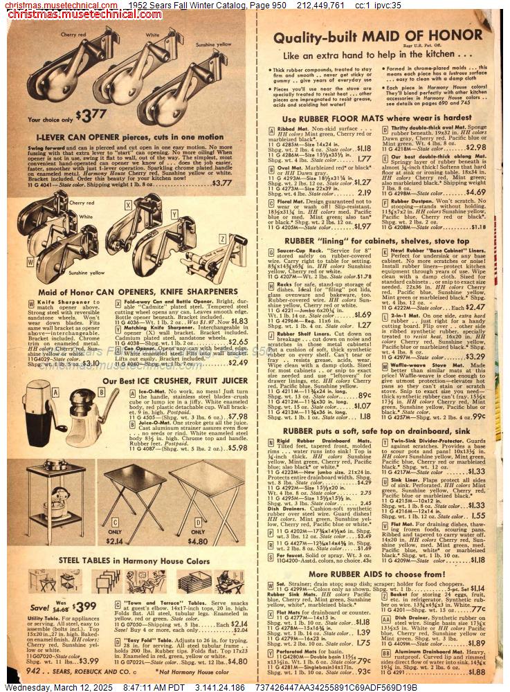 1952 Sears Fall Winter Catalog, Page 950