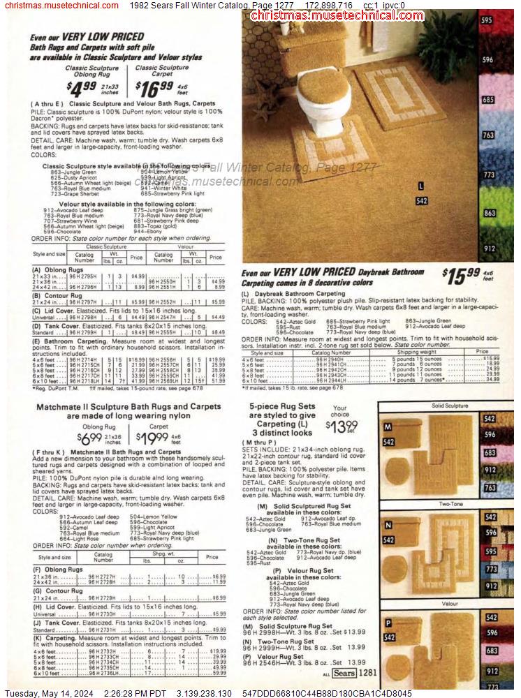 1982 Sears Fall Winter Catalog, Page 1277