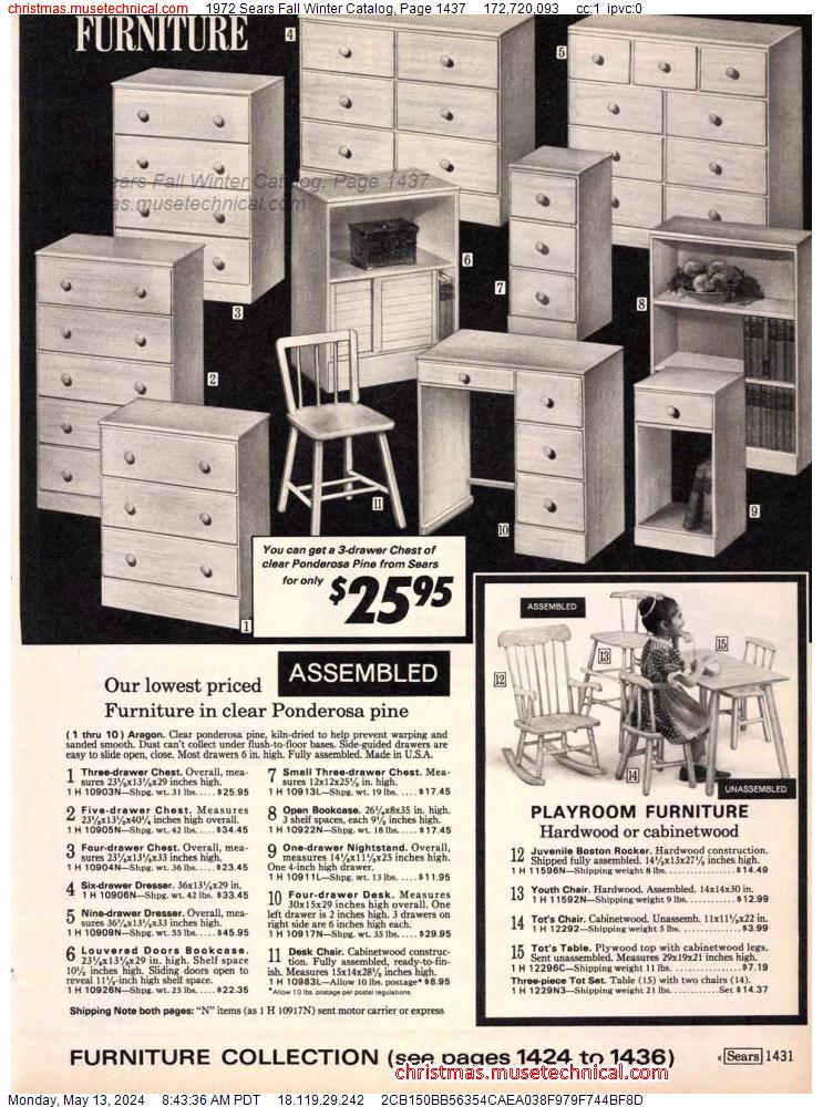 1972 Sears Fall Winter Catalog, Page 1437