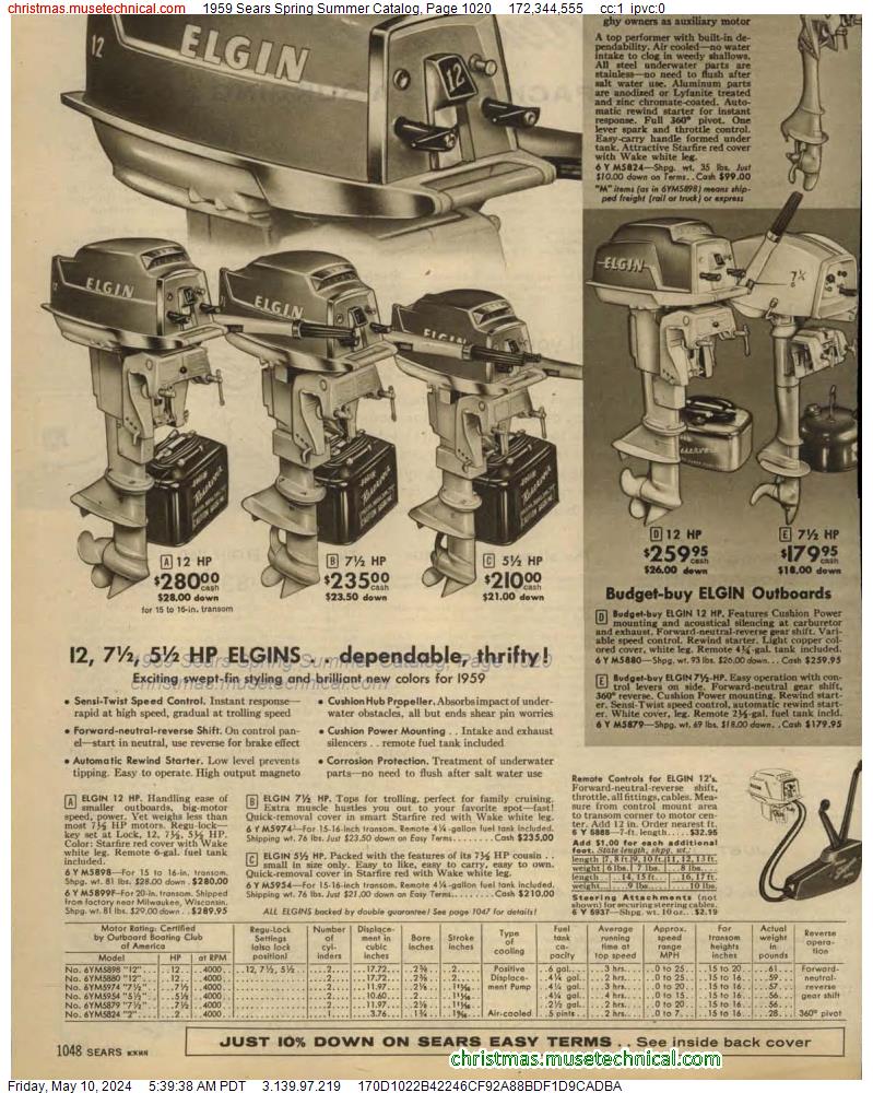 1959 Sears Spring Summer Catalog, Page 1020