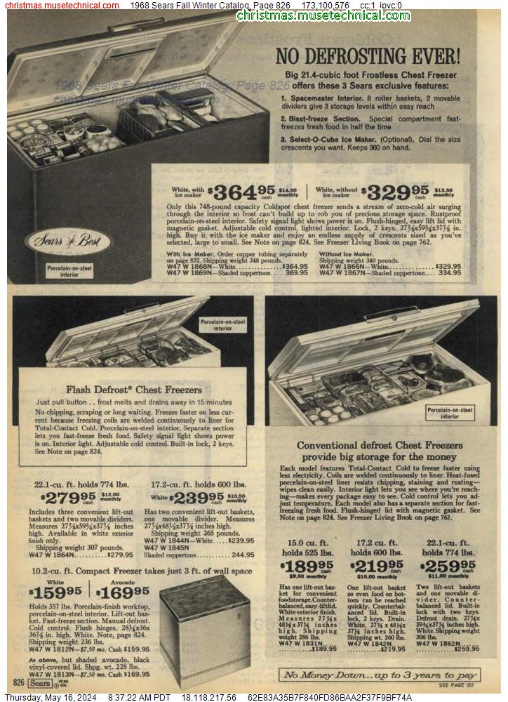 1968 Sears Fall Winter Catalog, Page 826