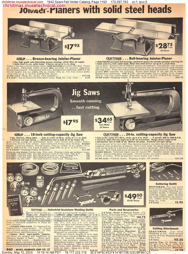 1942 Sears Fall Winter Catalog, Page 1193