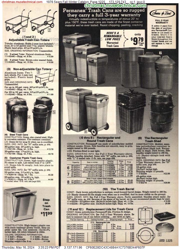 1976 Sears Fall Winter Catalog, Page 1225