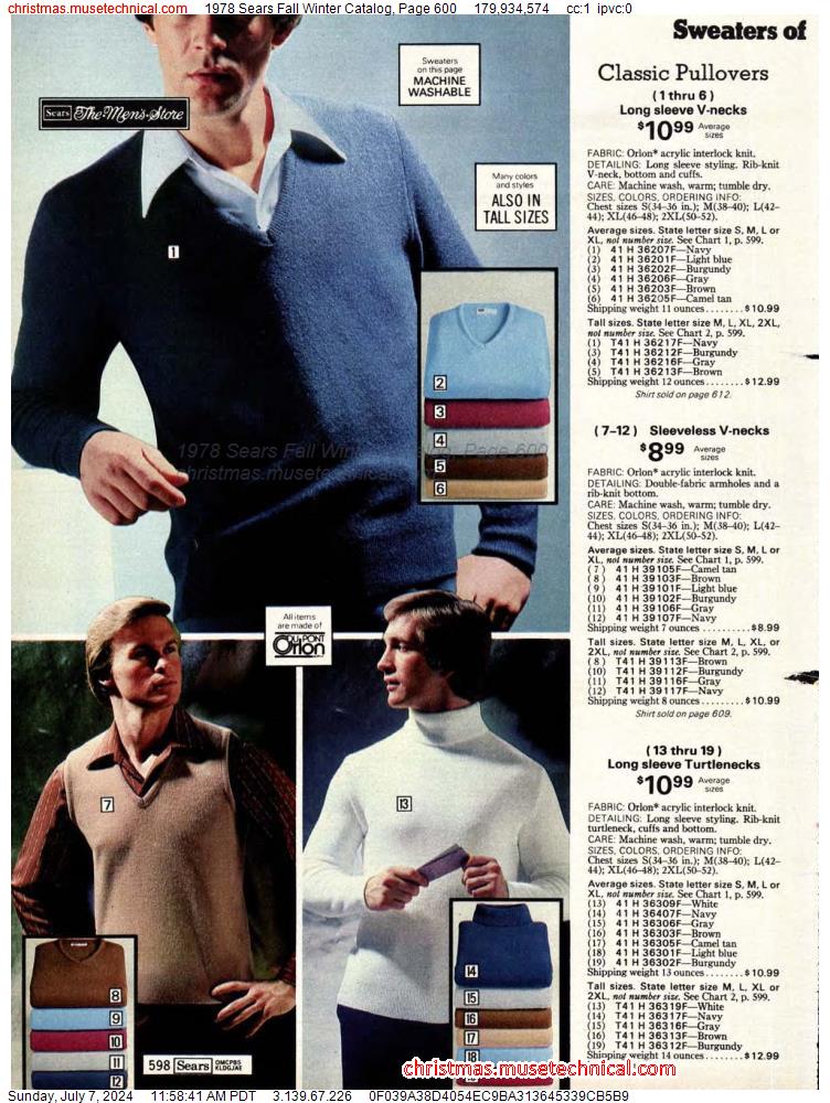 1978 Sears Fall Winter Catalog, Page 600