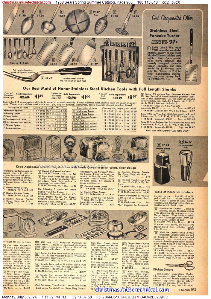 1958 Sears Spring Summer Catalog, Page 966