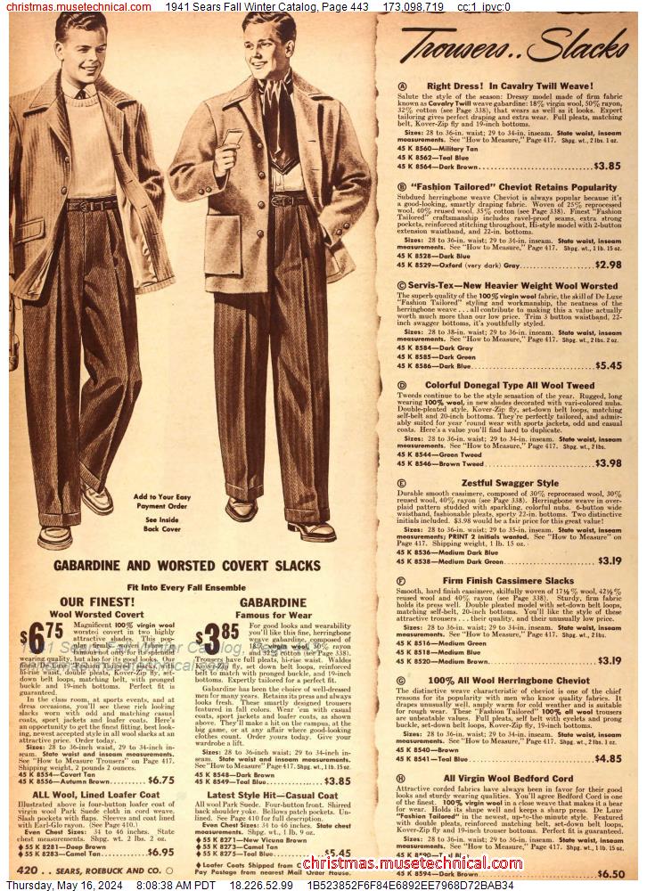 1941 Sears Fall Winter Catalog, Page 443