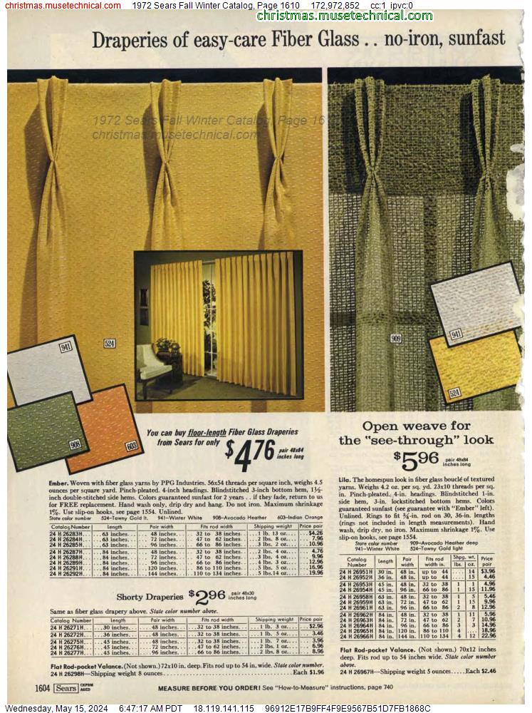 1972 Sears Fall Winter Catalog, Page 1610
