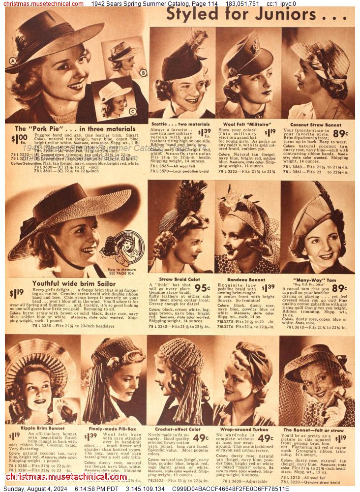 1942 Sears Spring Summer Catalog, Page 114