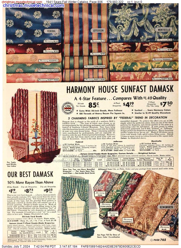 1941 Sears Fall Winter Catalog, Page 806