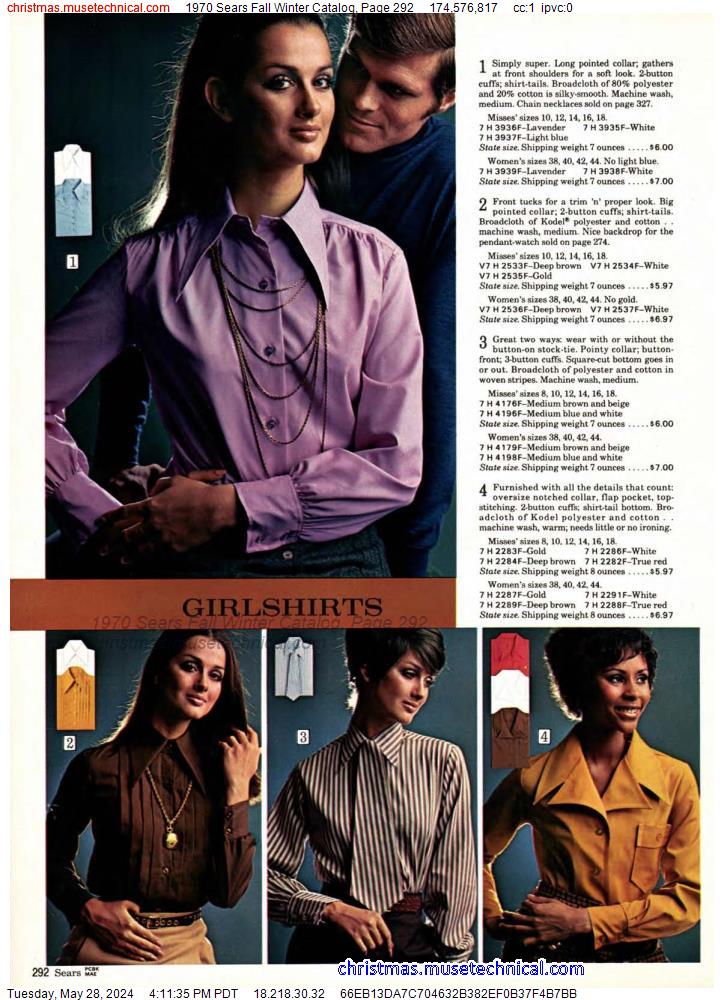 1970 Sears Fall Winter Catalog, Page 292