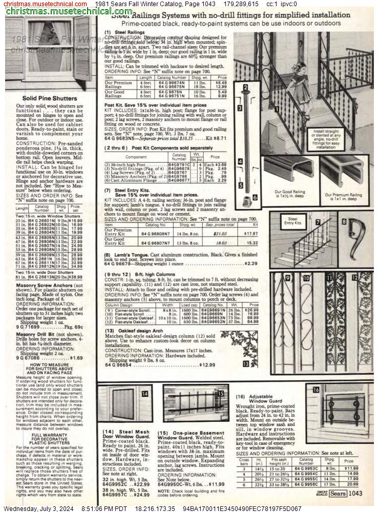 1981 Sears Fall Winter Catalog, Page 1043