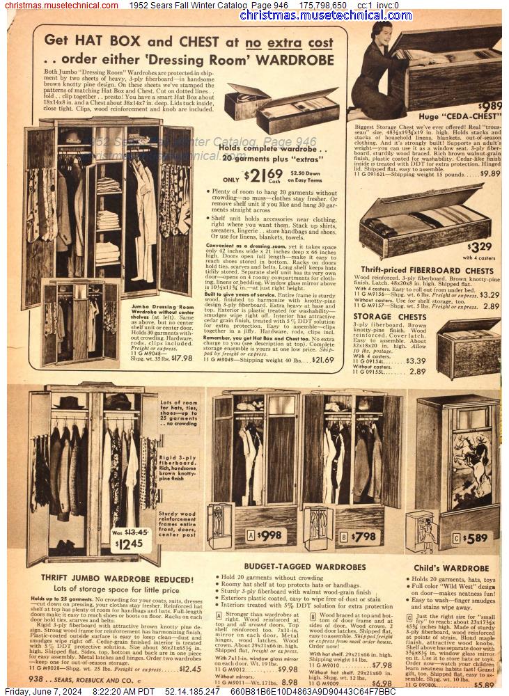1952 Sears Fall Winter Catalog, Page 946