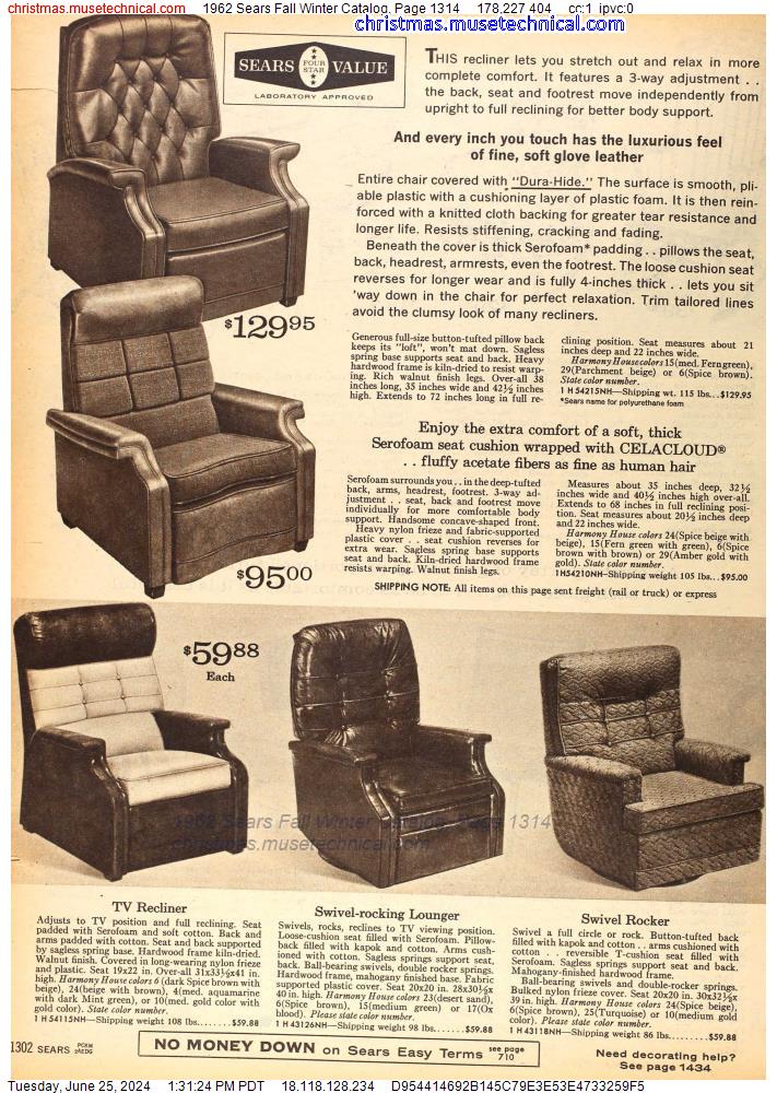 1962 Sears Fall Winter Catalog, Page 1314