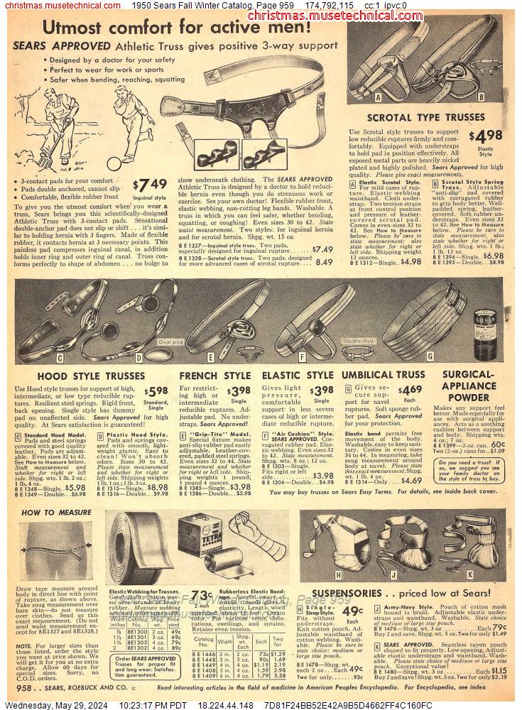 1950 Sears Fall Winter Catalog, Page 959
