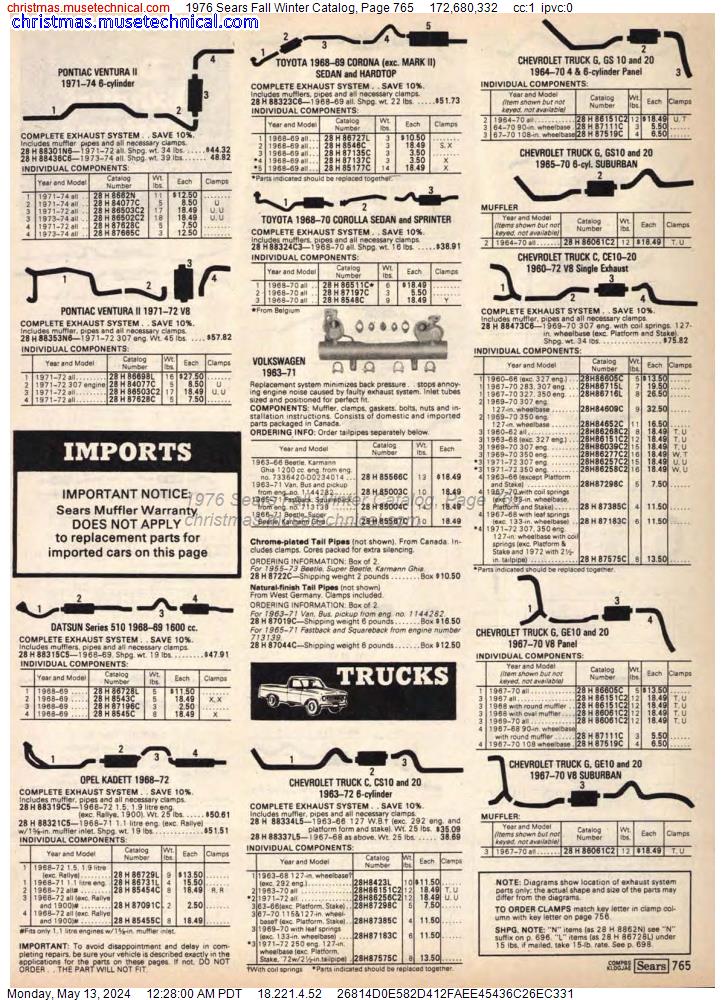 1976 Sears Fall Winter Catalog, Page 765