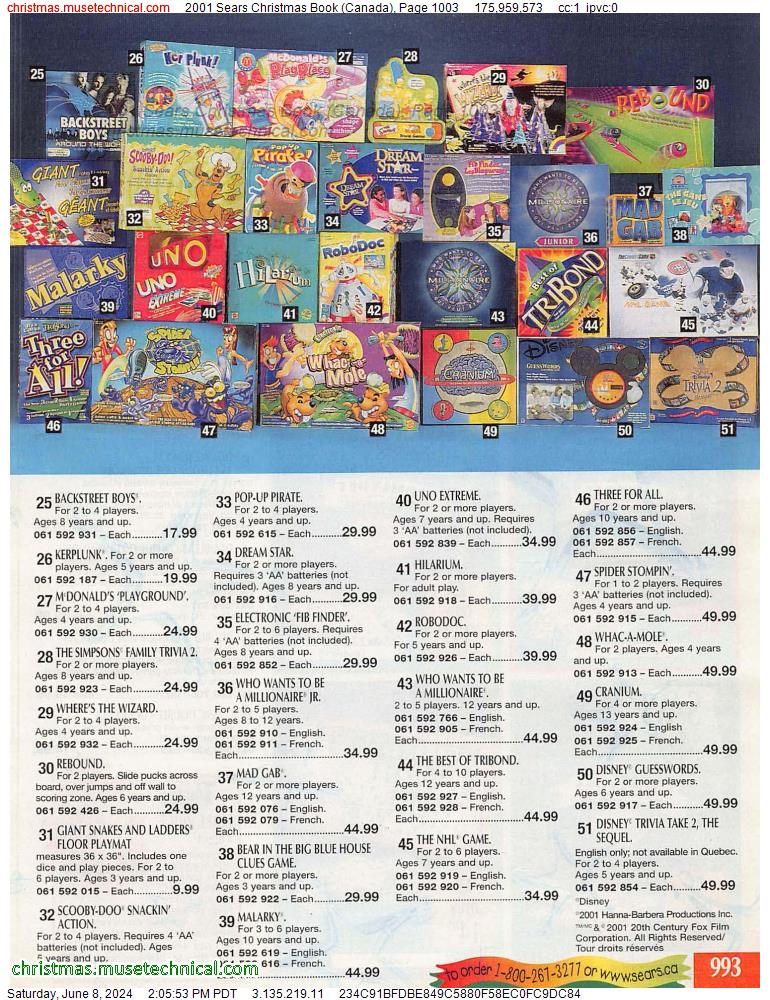 2001 Sears Christmas Book (Canada), Page 1003