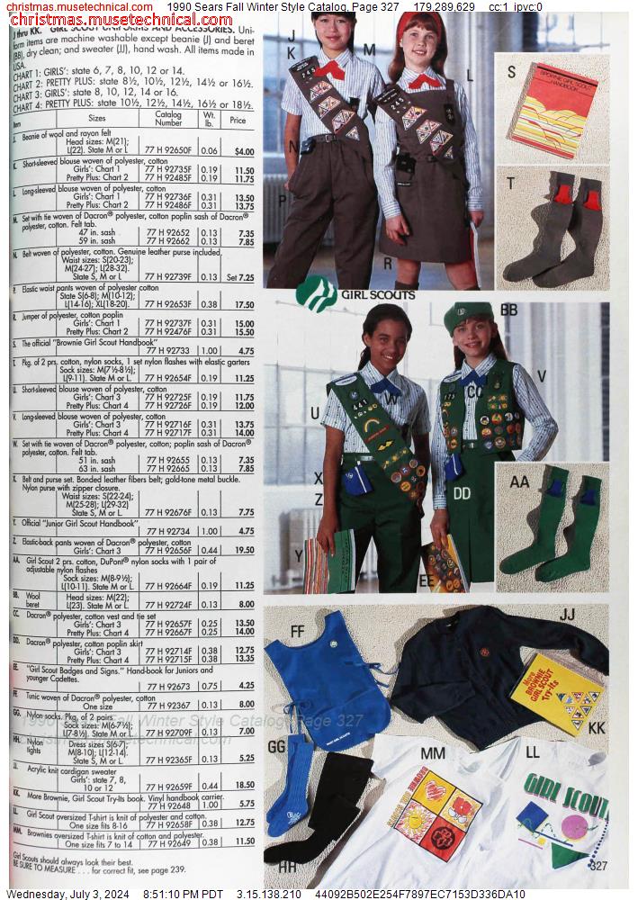 1990 Sears Fall Winter Style Catalog, Page 327