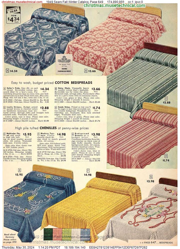 1949 Sears Fall Winter Catalog, Page 649