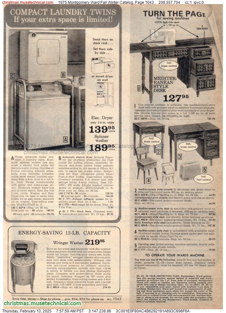 1975 Montgomery Ward Fall Winter Catalog, Page 1043