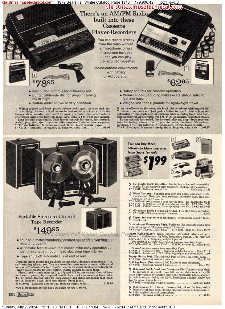 1972 Sears Fall Winter Catalog, Page 1316