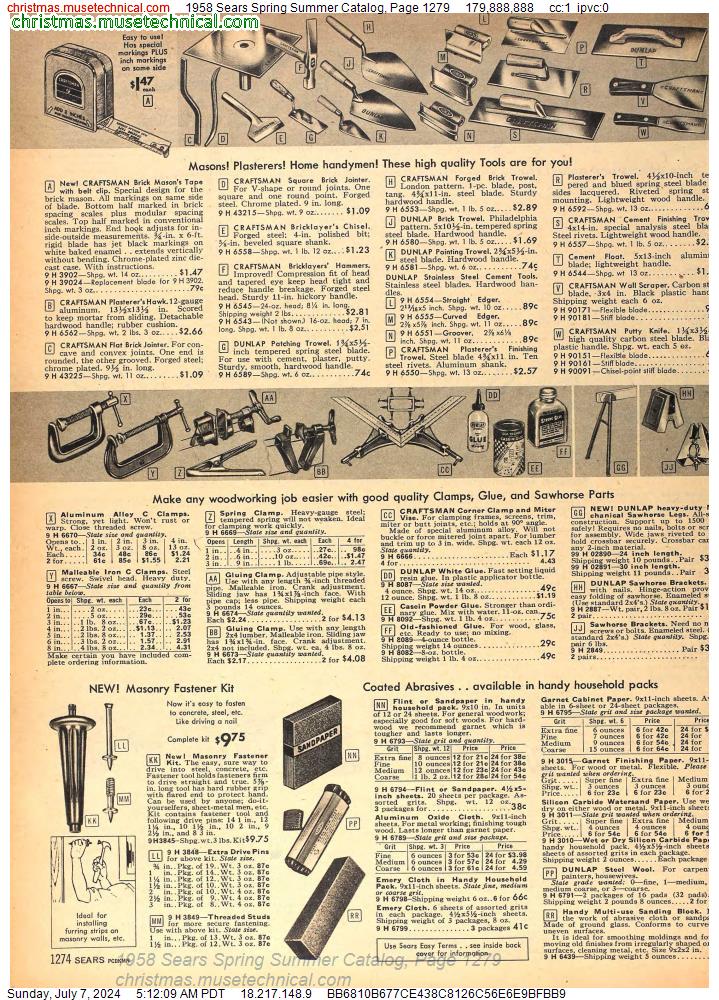 1958 Sears Spring Summer Catalog, Page 1279
