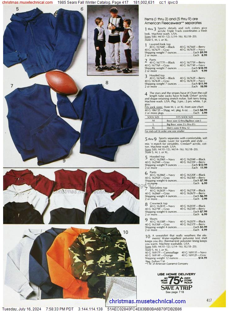 1985 Sears Fall Winter Catalog, Page 417